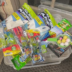 Assorted Toy Bundle with Glider Planes and Paddle Game and water balloons